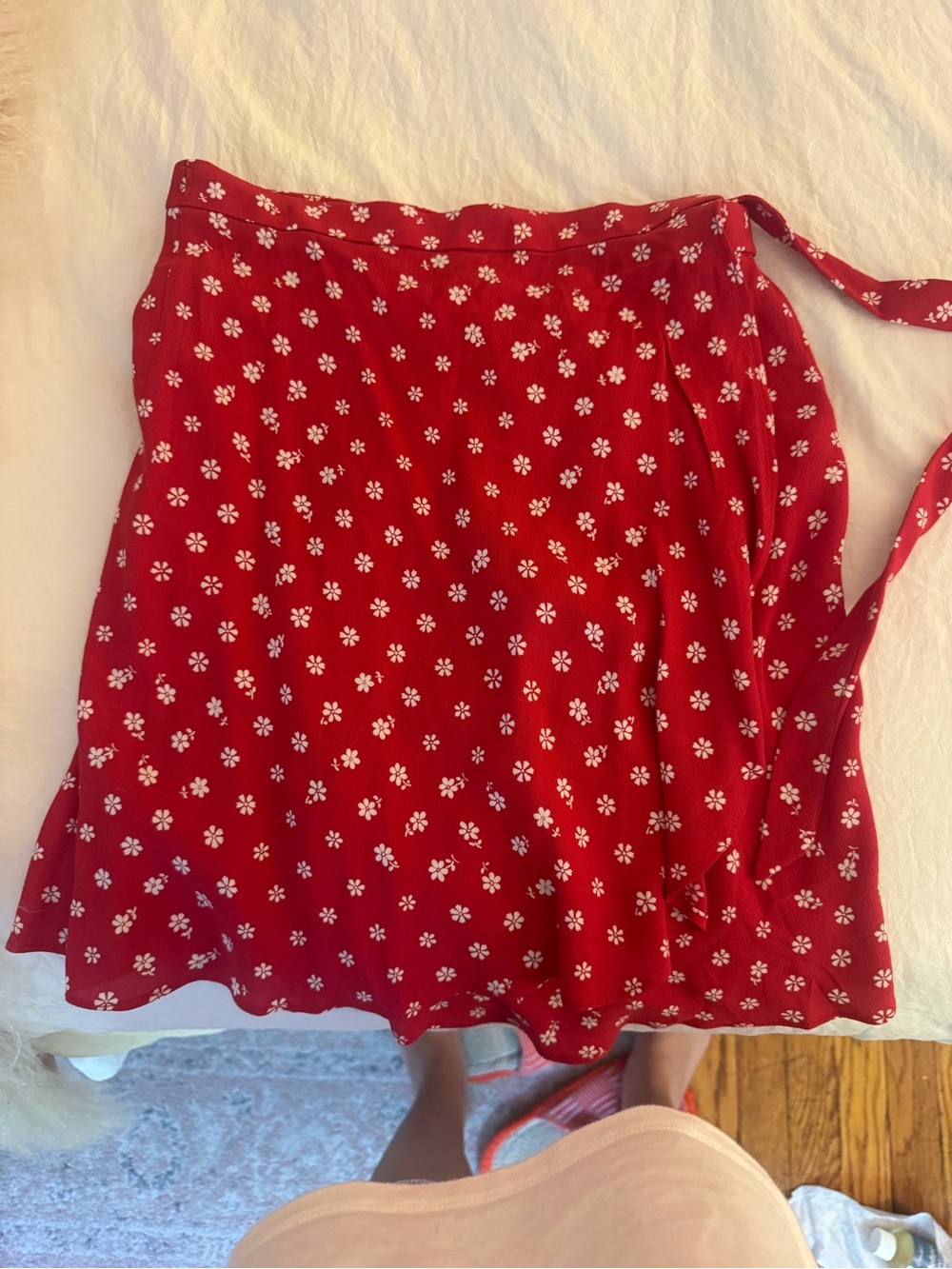 Madewell Red Floral Tie-Waist Mini Skirt